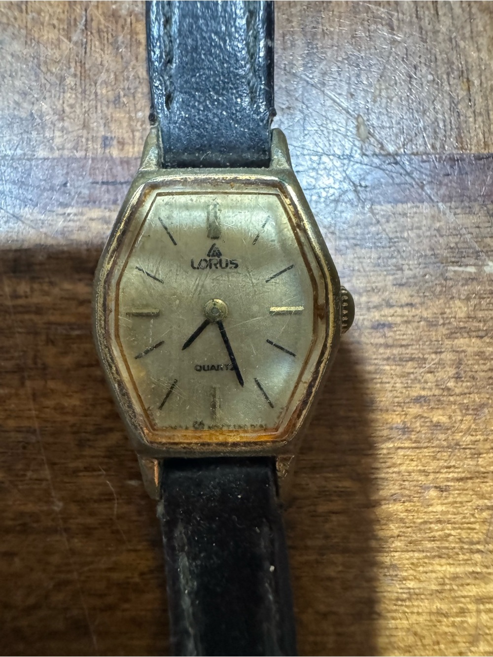 Lorus Women's Gold-Tone Quartz Watch with Black Strap